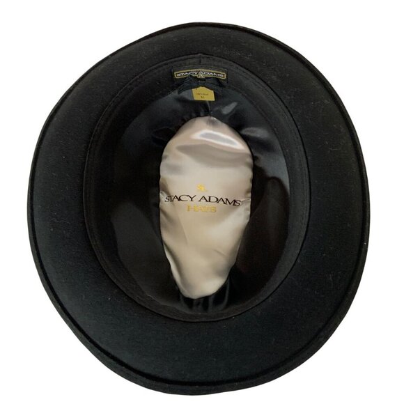 Stacy Adams Mens Black Wool Fedora Hat Satin Band Feather Accent Size XL - Picture 11 of 12